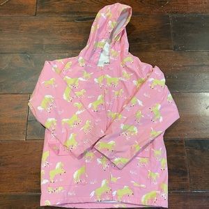 Kids Pink Hatley Horse Raincoat Rain jacket size 10